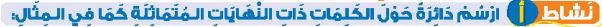 نشاط أ ارسم دائرة حول الكلمات ذات النهايات المتماثلة كما في المثال